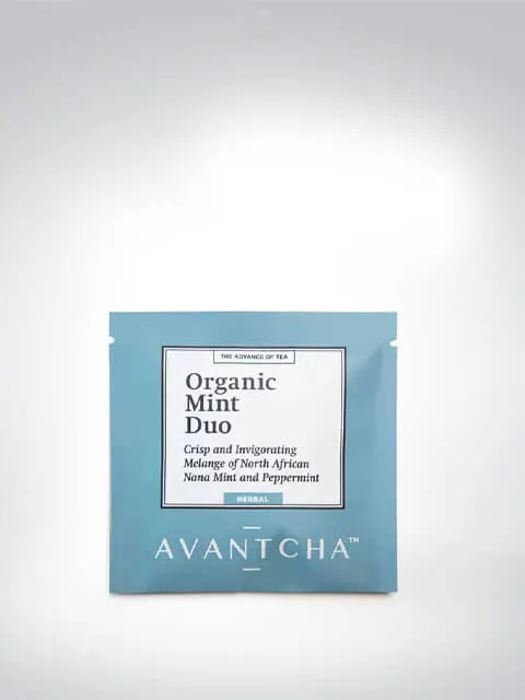 Packung AVANTCHA Organic Mint Duo Tee, eine Mischung aus Nana-Minze und Pfefferminze