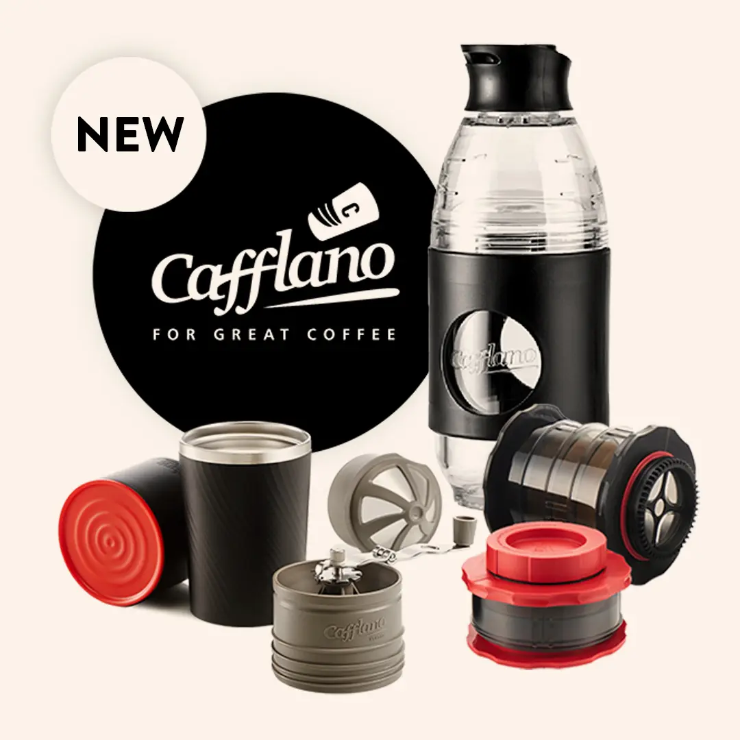 Various parts of the Cafflano all-in-one coffee brewing system combined together.