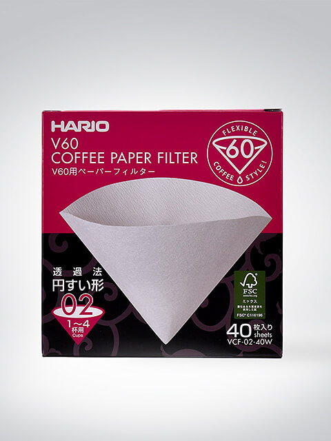 Hario Paper Filter 02 40 Filter, up to 4 cups, white