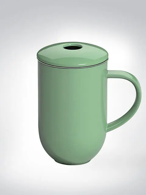 Grüne Keramiktasse mit Deckel